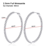 Big Moissanite Hoop Earrings, 60mm of Dazzling Beauty in 925 Sterling Silver