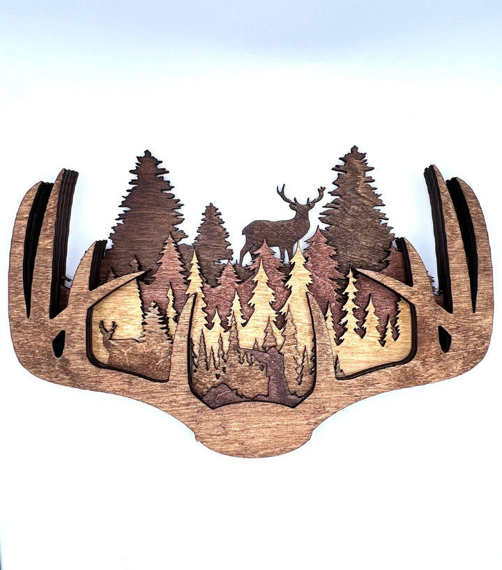 Lexo Creations Lexo Creations - Deer Antlers with Hunter, Multi-Layer Wood