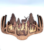 Handmade Deer Antlers Multi-Layer Wood Wall Hanging