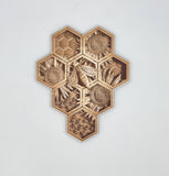 Lexo Creations Small 5.6” W x 7” H / 1/4" Thick Lexo Creations - Bee Honeycomb Wall Art, Wood Engraved