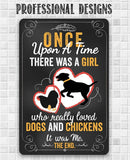Lone Star Art 8 x 12 Lone Star Art - Girl Who Really Loved Dogs and Chicken - Metal Sign