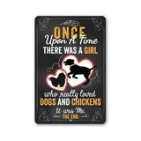 Lone Star Art 8 x 12 Lone Star Art - Girl Who Really Loved Dogs and Chicken - Metal Sign