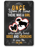 Lone Star Art 8 x 12 Lone Star Art - Girl Who Really Loved Dogs and Chicken - Metal Sign