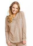 Flack or Caramel Donna Shirt & Pants Cooling Luxury Pajamas Lounge Wear by Lusome'