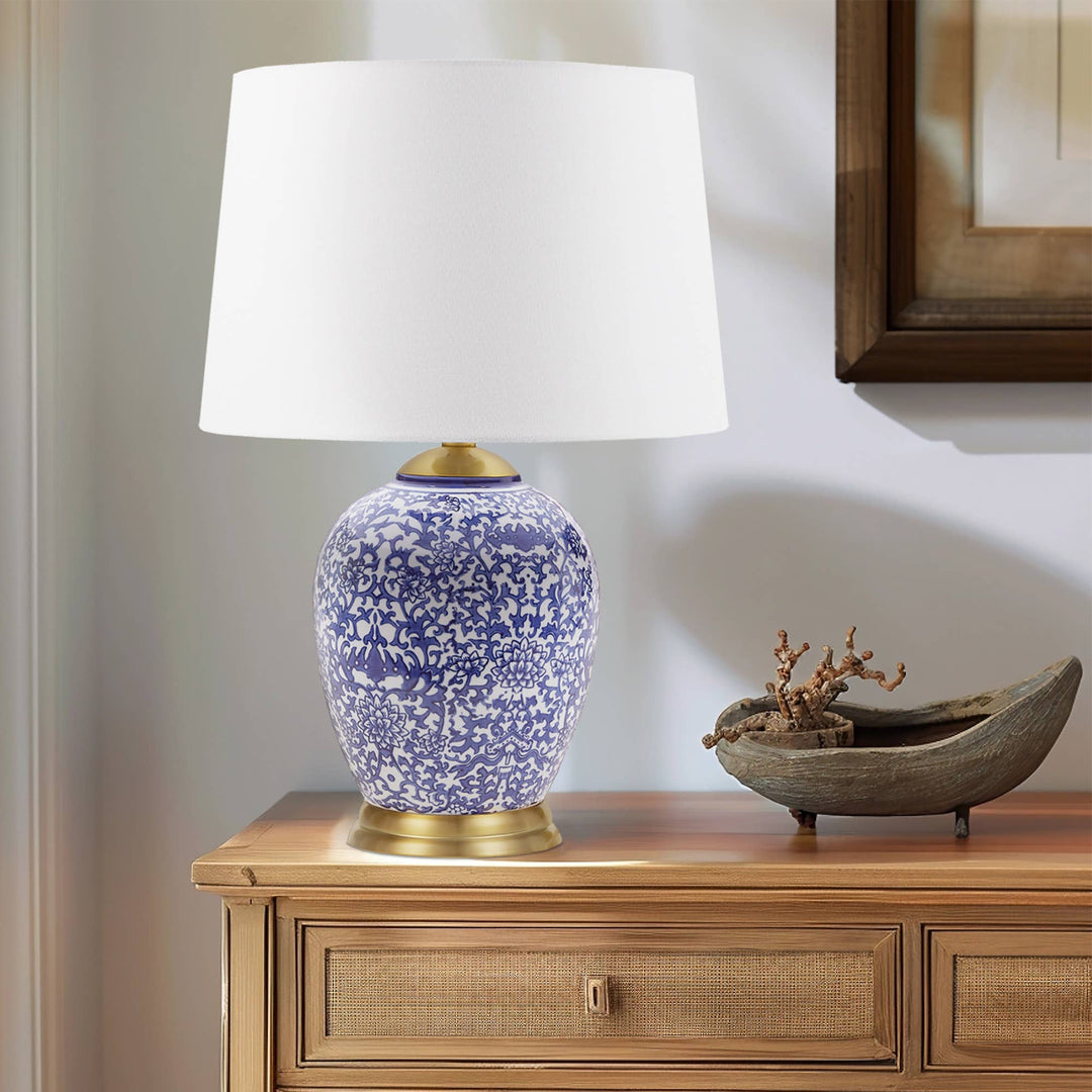 Olliix Olliix - Blue Ceramic Ginger Jar Table Lamp