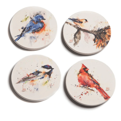 One Coast - Demdaco Gifts For the Home Songbird Watercolor 4 Piece Coaster Set by Dean Crouser