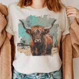 Par.tees by Party On! Sand / Large Par.tees by Party On! - Western Bull Cow Ranch Steer Farmer Market Retro Graphic Tee