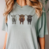 Par.tees by Party On! Small / Sage Par.tees by Party On! - Western Steer Trio  Country Bull Cow Graphic Tee
