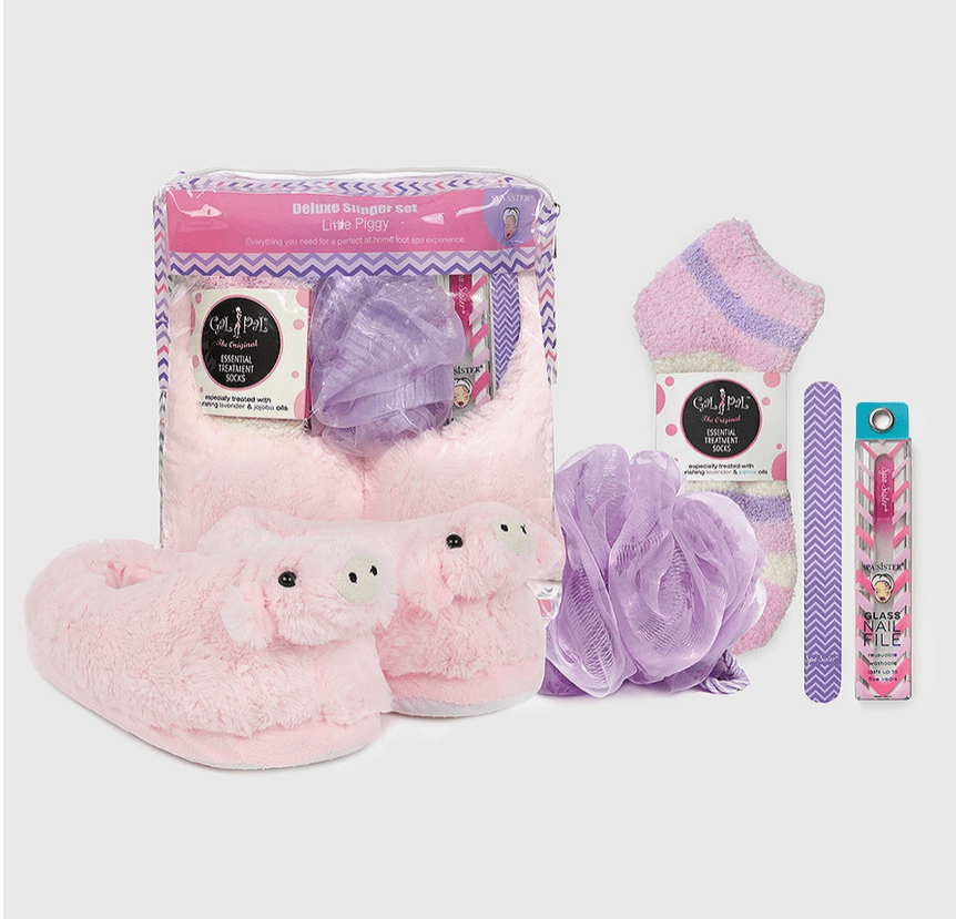 This Little Piggy Stayed Home Spa Pedicure Deluxe Slipper Gift Set