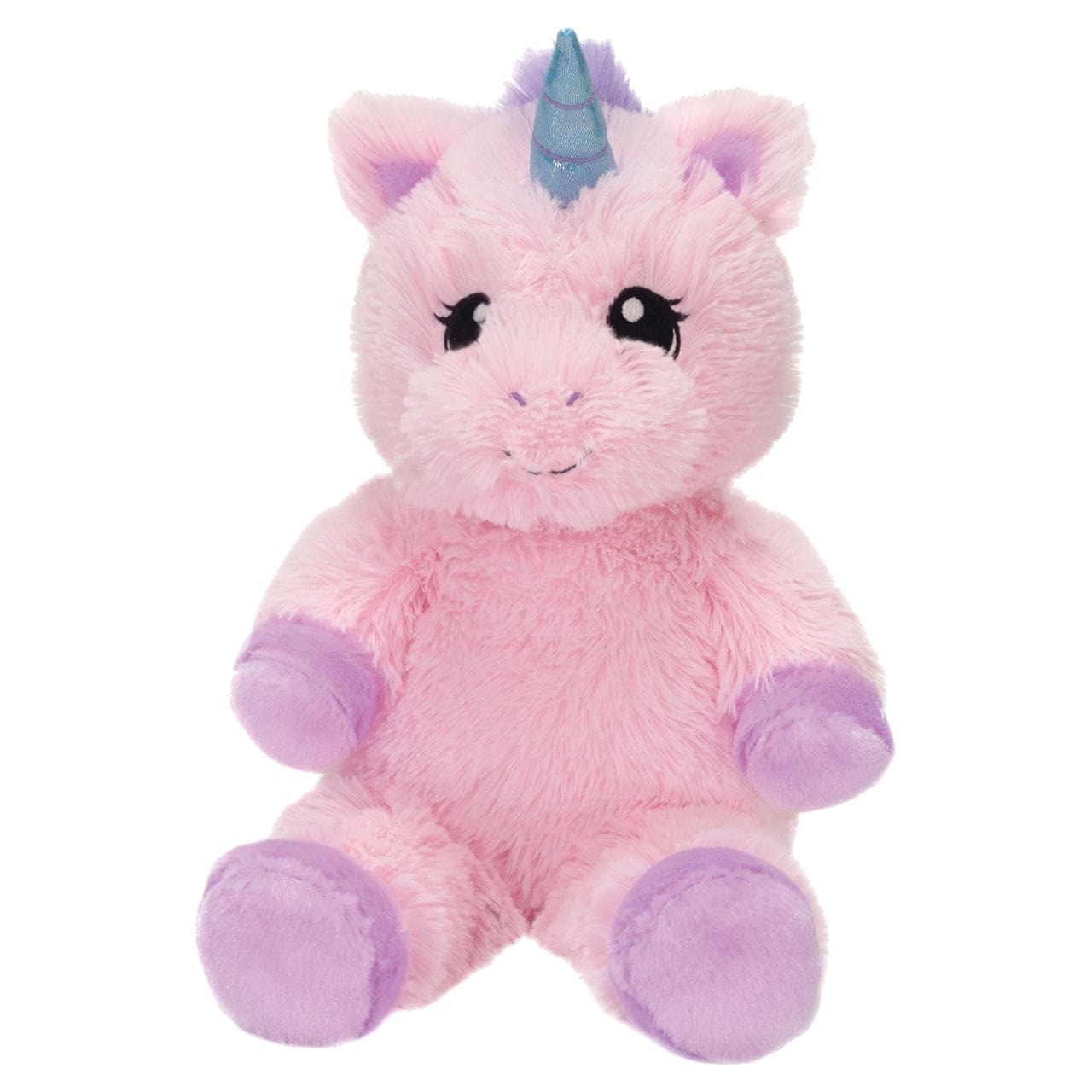 Plush Pink Fluffy Unicorn Embroidered Eyes, Two Sizes Jumbo & Large!