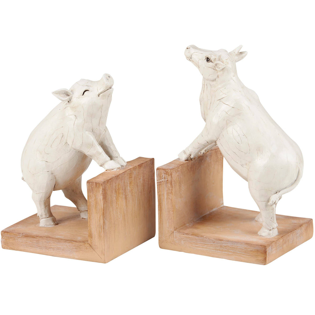 Farm Animals Bookends-Cow and Pig Farmhouse Bookends – The Pink Pigs