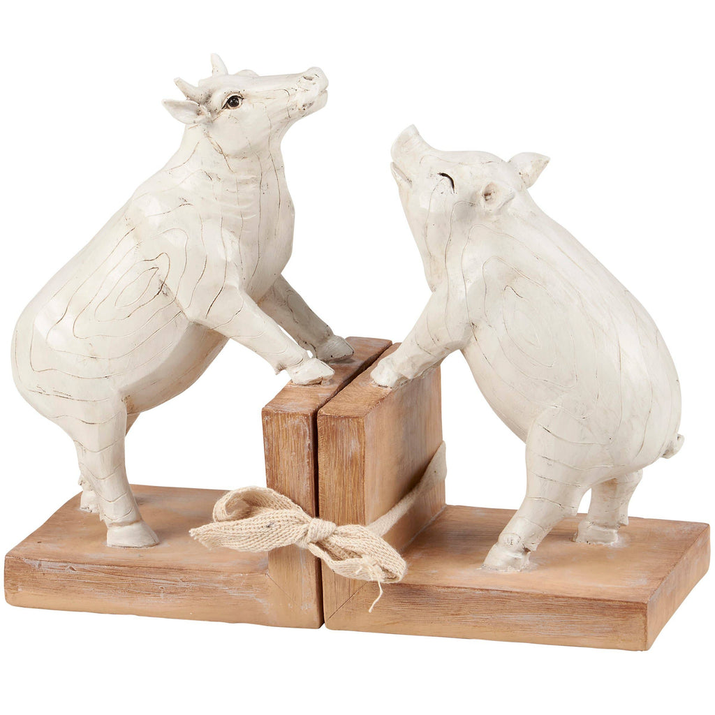 Farm Animals Bookends-Cow and Pig Farmhouse Bookends – The Pink Pigs