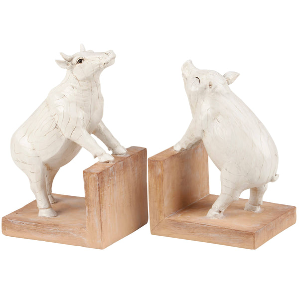 Farm Animals Bookends-Cow and Pig Farmhouse Bookends – The Pink Pigs