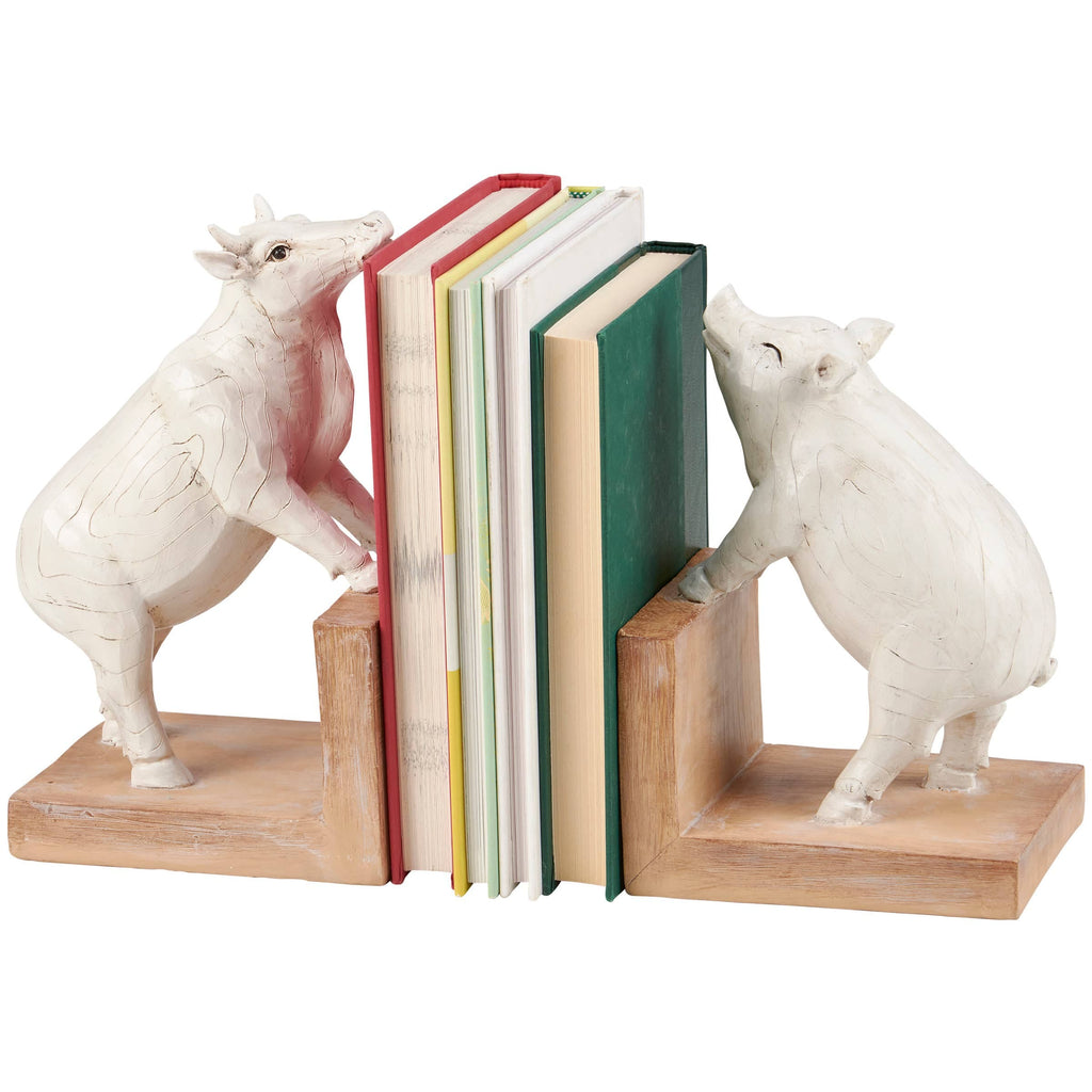 Farm Animals Bookends-Cow and Pig Farmhouse Bookends – The Pink Pigs