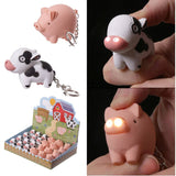 Farmyard LED Cow and Pig Keyring with Sound