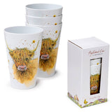 Highland Coo Cow Set of 4 Recycled RPET Picnic Cups