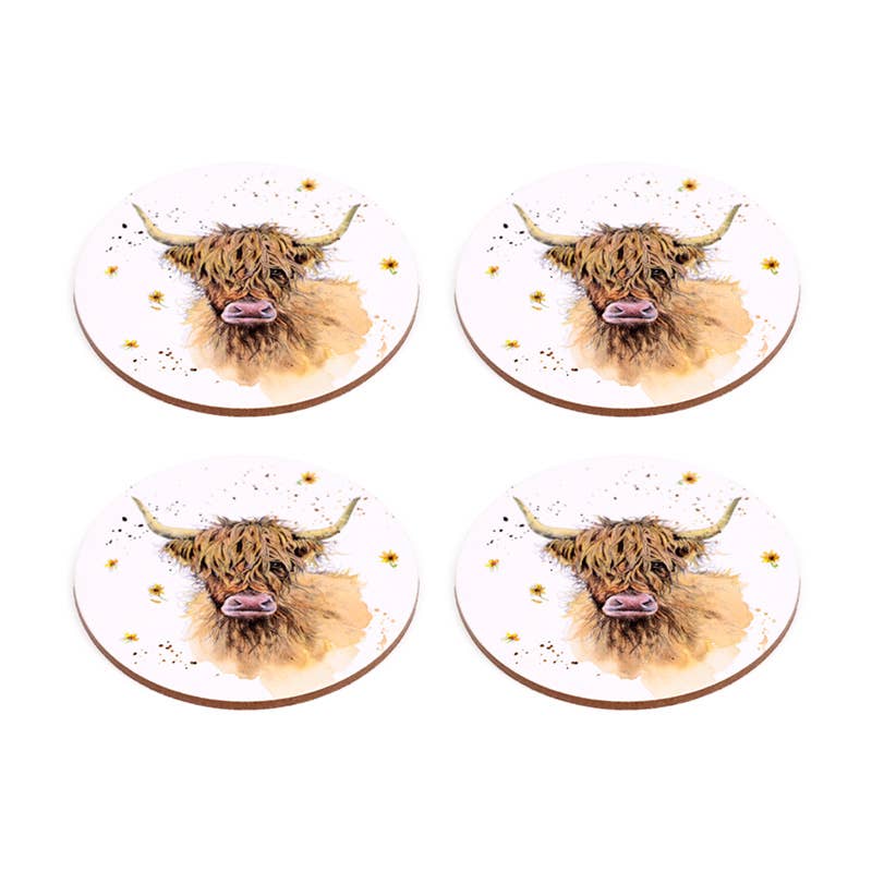 Puckator Ltd Puckator Ltd - Jan Pashley Highland Coo Set of 4 Cork Coasters