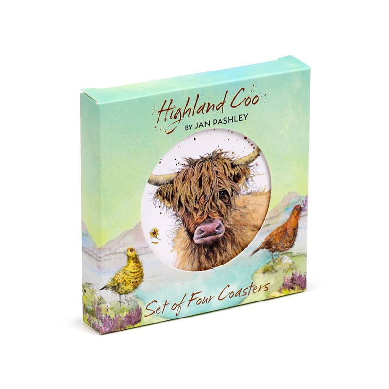 Puckator Ltd Puckator Ltd - Jan Pashley Highland Coo Set of 4 Cork Coasters
