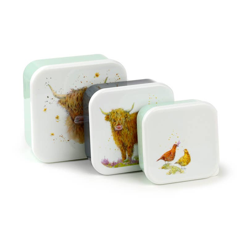 Puckator Ltd Puckator Ltd - Set of 3 Lunch Box Snack Pots M/L/XL - Highland Coo Cow