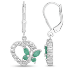 Quintessence Butterfly Gemstone Earrings Butterfly and Heart Earrings Genuine Gemstones 925 Sterling Silver