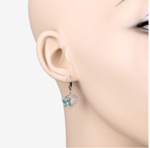 Quintessence Butterfly Gemstone Earrings Butterfly and Heart Earrings Genuine Gemstones 925 Sterling Silver