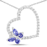 Quintessence Butterfly Necklace Tanzanite Butterfly on a Heart Necklace Genuine Gemstones 925 Sterling Silver