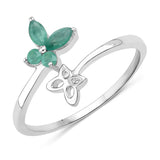 Quintessence butterfly ring Emerald Genuine Gemstone Butterfly Ring in 925 Sterling Silver Elegant