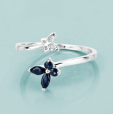 Quintessence butterfly ring Genuine Gemstone Butterfly Ring in 925 Sterling Silver Elegant