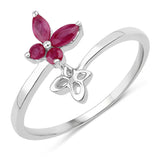 Quintessence butterfly ring Ruby Genuine Gemstone Butterfly Ring in 925 Sterling Silver Elegant