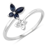 Quintessence butterfly ring Sapphire Genuine Gemstone Butterfly Ring in 925 Sterling Silver Elegant