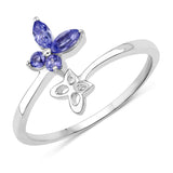 Genuine Gemstone Butterfly Ring in 925 Sterling Silver Elegant