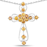 Quintessence Cross Necklace Genuine Yellow Sapphire Elegant Scrollwork Cross Symbol of Christian Faith