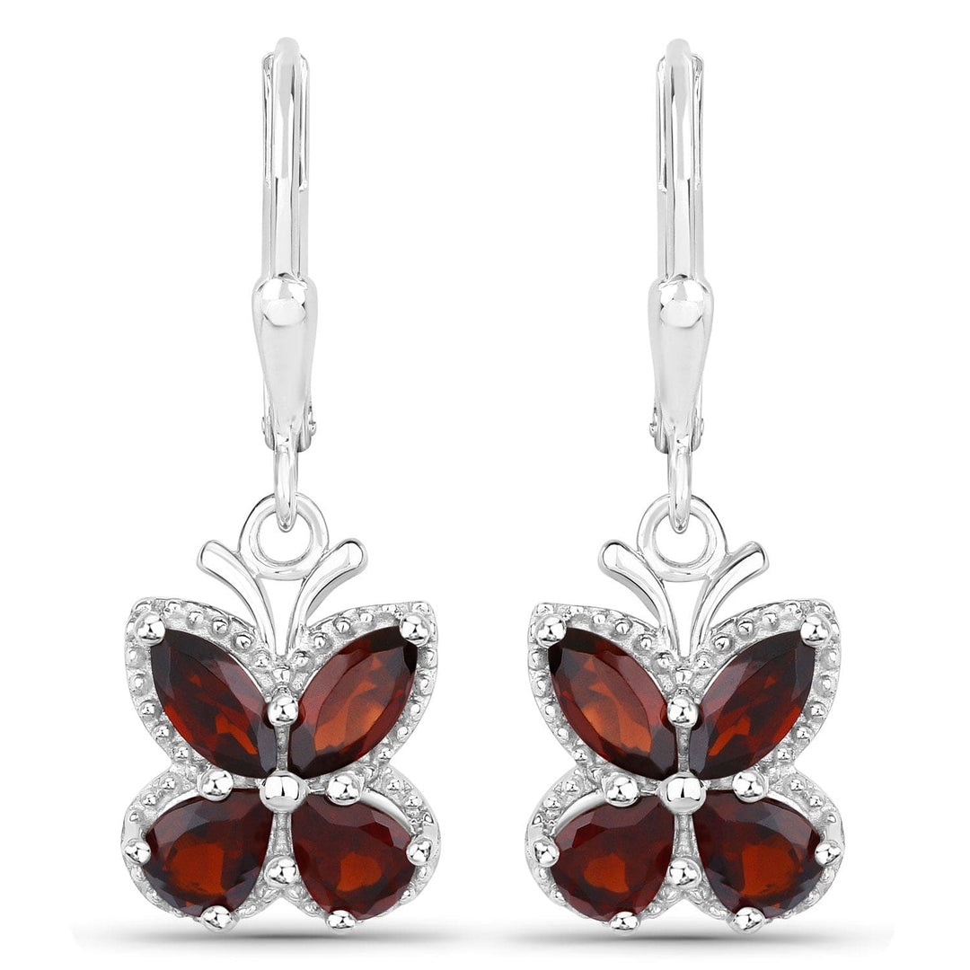 Quintessence Fine Fashion Jewelry-Earrings Garnet Gemstone Butterfly Earrings in Sterling Silver-Amethyst, Garnet, Peridot or Topaz
