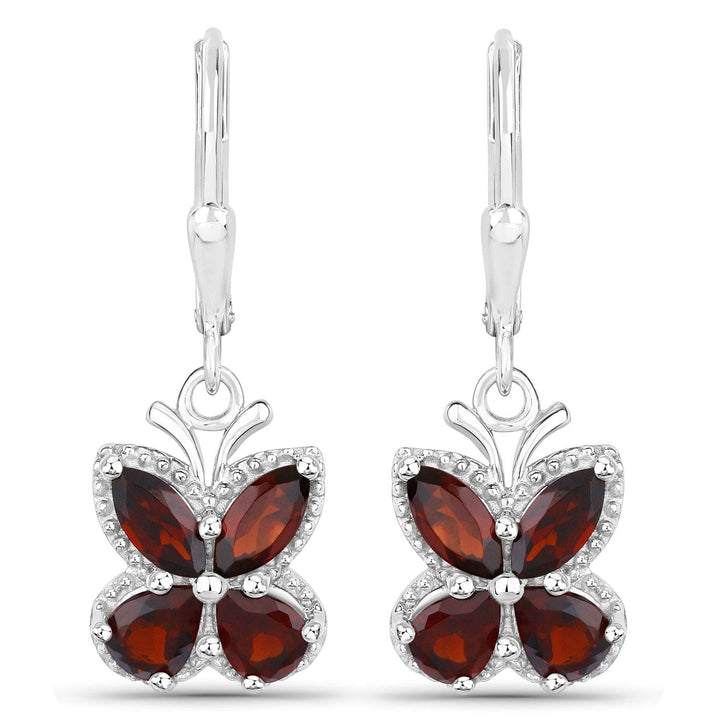 Quintessence Fine Fashion Jewelry-Earrings Garnet Gemstone Butterfly Earrings in Sterling Silver-Amethyst, Garnet, Peridot or Topaz