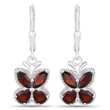 Quintessence Fine Fashion Jewelry-Earrings Garnet Gemstone Butterfly Earrings in Sterling Silver-Amethyst, Garnet, Peridot or Topaz