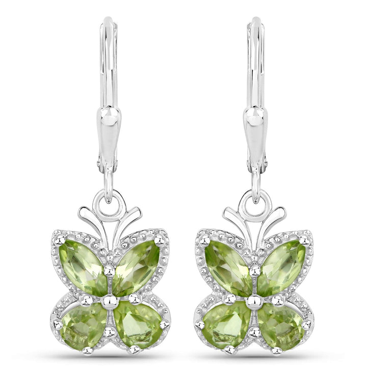 Quintessence Fine Fashion Jewelry-Earrings Peridot Gemstone Butterfly Earrings in Sterling Silver-Amethyst, Garnet, Peridot or Topaz