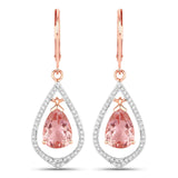 Morganite and Diamond Drop Earrings 14K Rose Gold