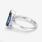 Quintessence Fine Jewelry Rings Blue Sapphire Marquise Diamond Accent Ring 14K White Gold 4.83ctw