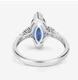 Quintessence Fine Jewelry Rings Blue Sapphire Marquise Diamond Accent Ring 14K White Gold 4.83ctw