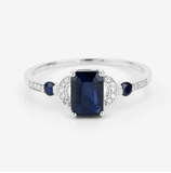 Quintessence Rings 14K White Blue Sapphire and Diamond Ring in 14K Gold