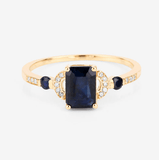 Quintessence Rings Blue Sapphire and Diamond Ring in 14K Gold