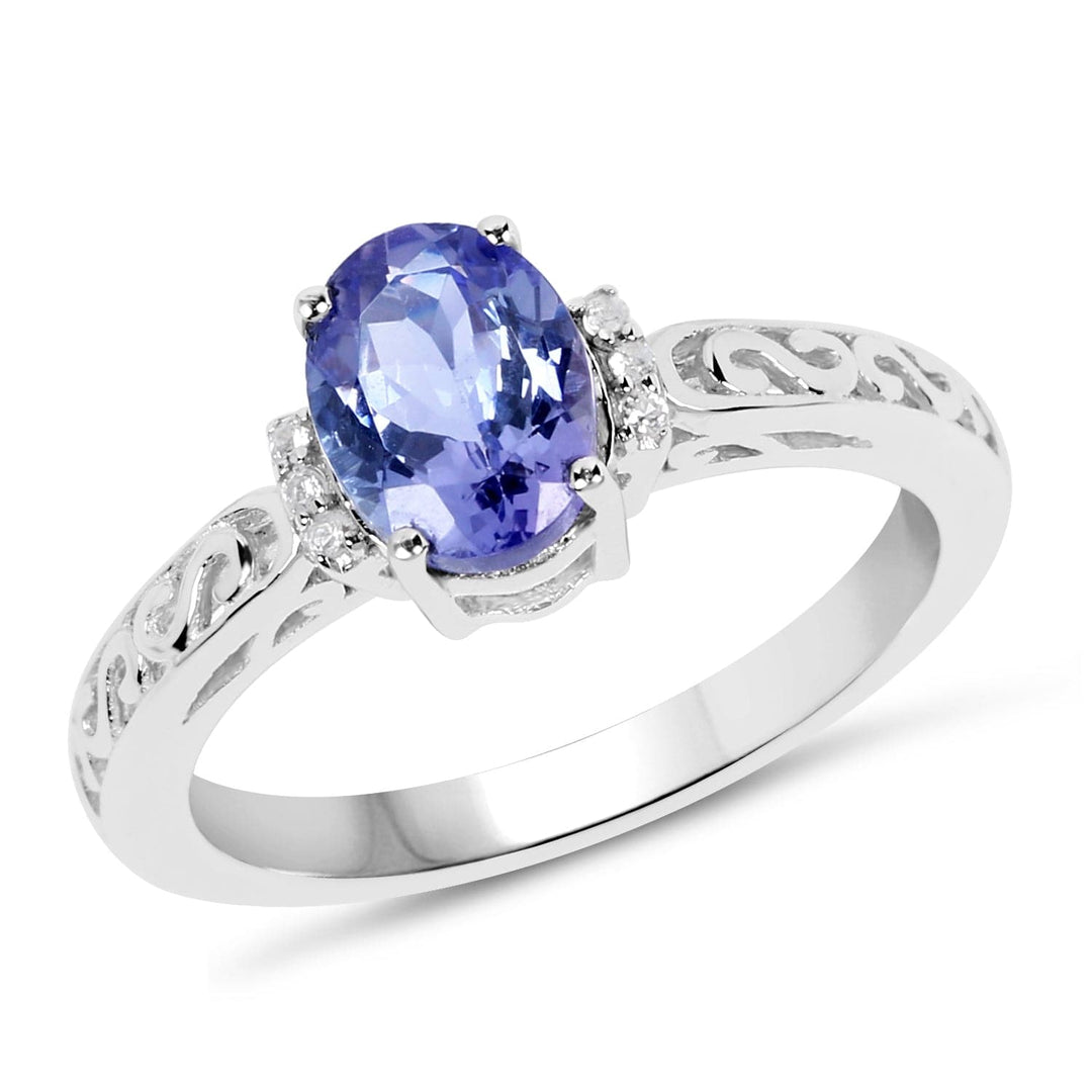 Quintessence Sterling silver Ring 1.15ct Tanzanite Solitaire Ring in Sterling SIlver Geniune Gemstone