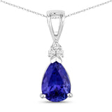 Quintessence Tanzanite Teardrop and White Diamond 14K Gold Pendant 1.64 ctw