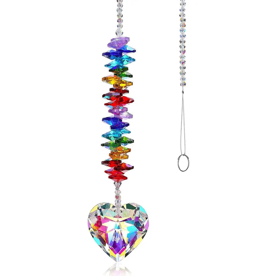 Crystal Heart Suncatcher Two Colors Large Size Rainbow Maker