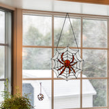 River of Goods River of Goods - 12"H Halloween Spider Web Stained Glass Window Panel