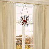 River of Goods River of Goods - 12"H Halloween Spider Web Stained Glass Window Panel