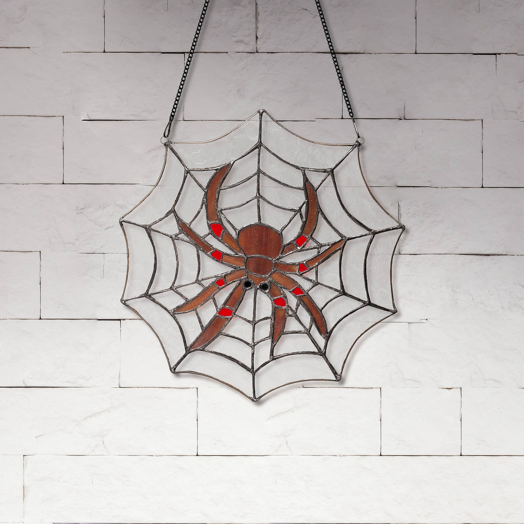 Halloween Spider Web Stained Glass Window Panel – The Pink Pigs