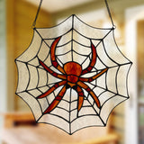 River of Goods River of Goods - 12"H Halloween Spider Web Stained Glass Window Panel