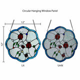 River of Goods River of Goods - 12"H Ladybugs Round Stained Glass Window Panel