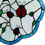 River of Goods River of Goods - 12"H Ladybugs Round Stained Glass Window Panel